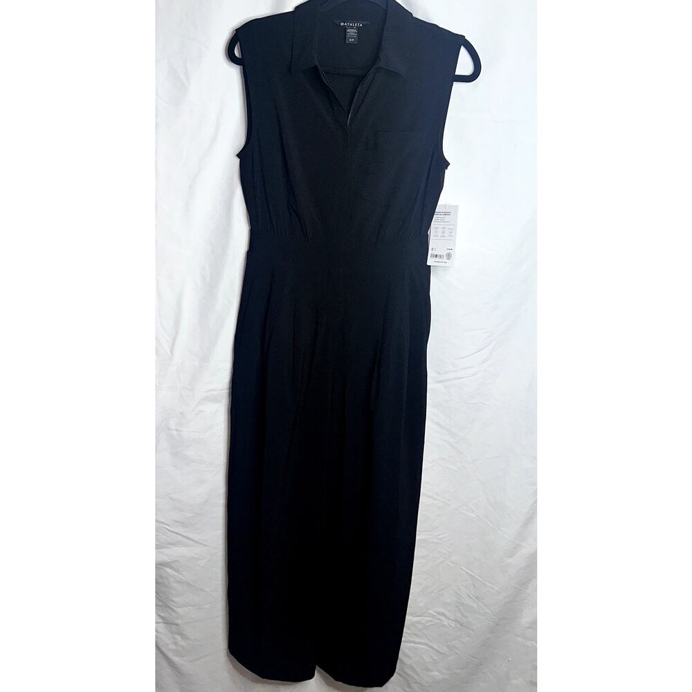 Athleta Brooklyn Womens Size 4 Black Wide Leg V-Neck Sleeveless Jumpsuit NWT